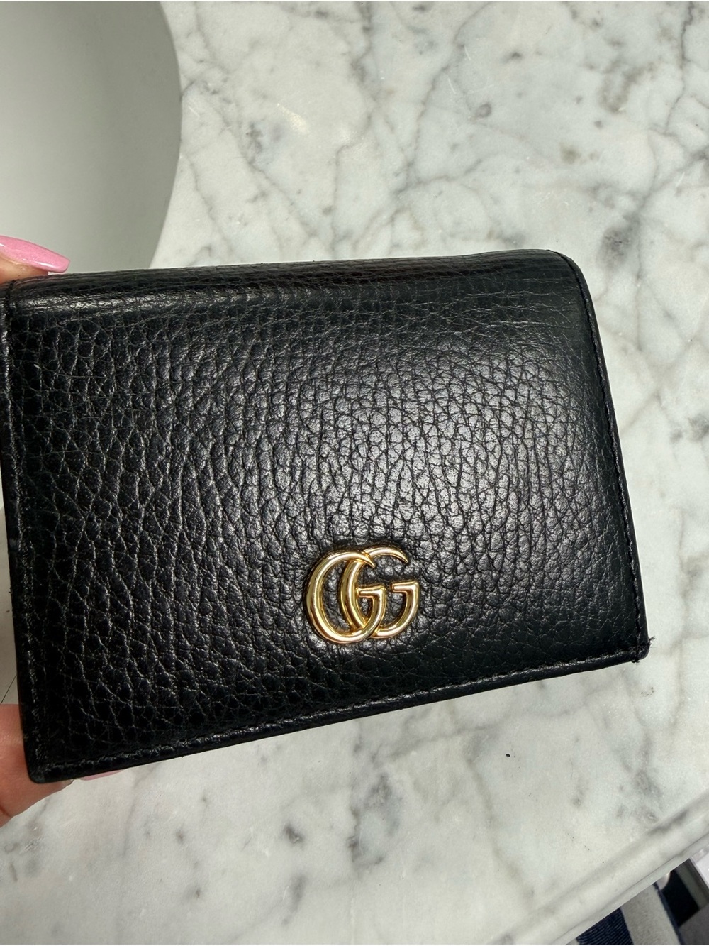 Gucci Black Leather Card Holder with Gold GG